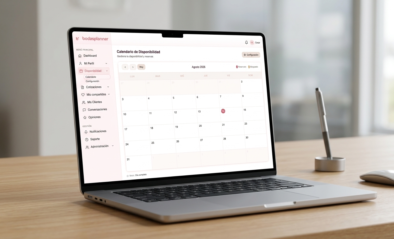 Calendario de disponibilidad — Bodas Planner
