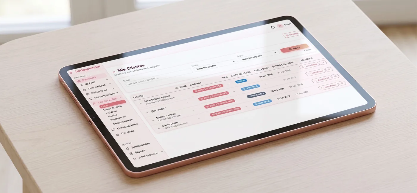 CRM y Pipeline Kanban — Bodas Planner